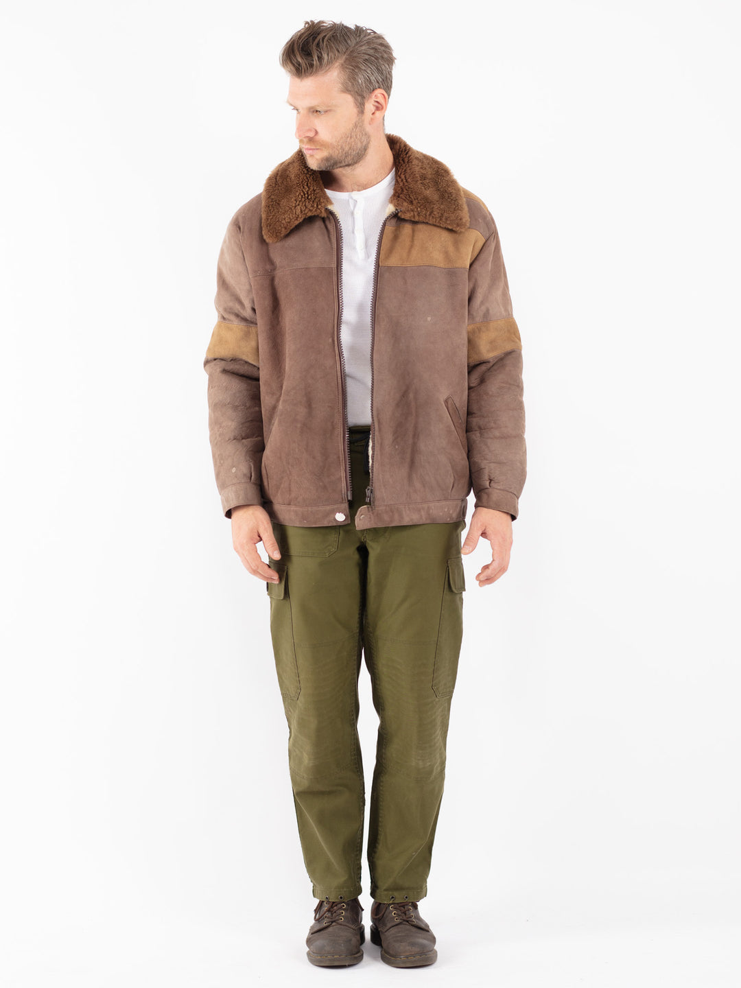 Vintage 70's Men Sheepskin Jacket in Brown