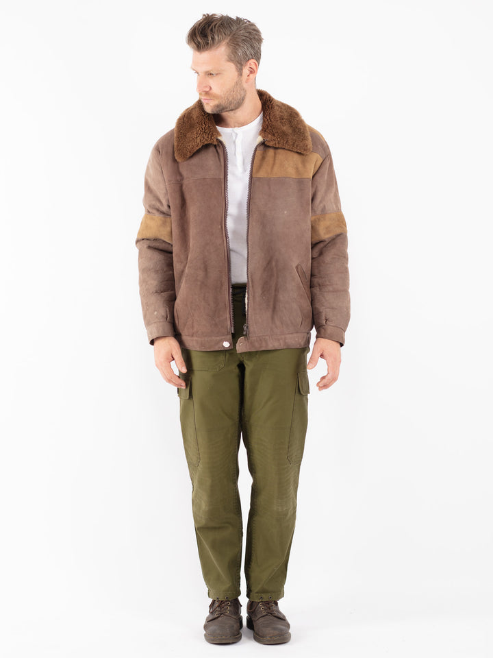 Vintage 70's Men Sheepskin Jacket in Brown