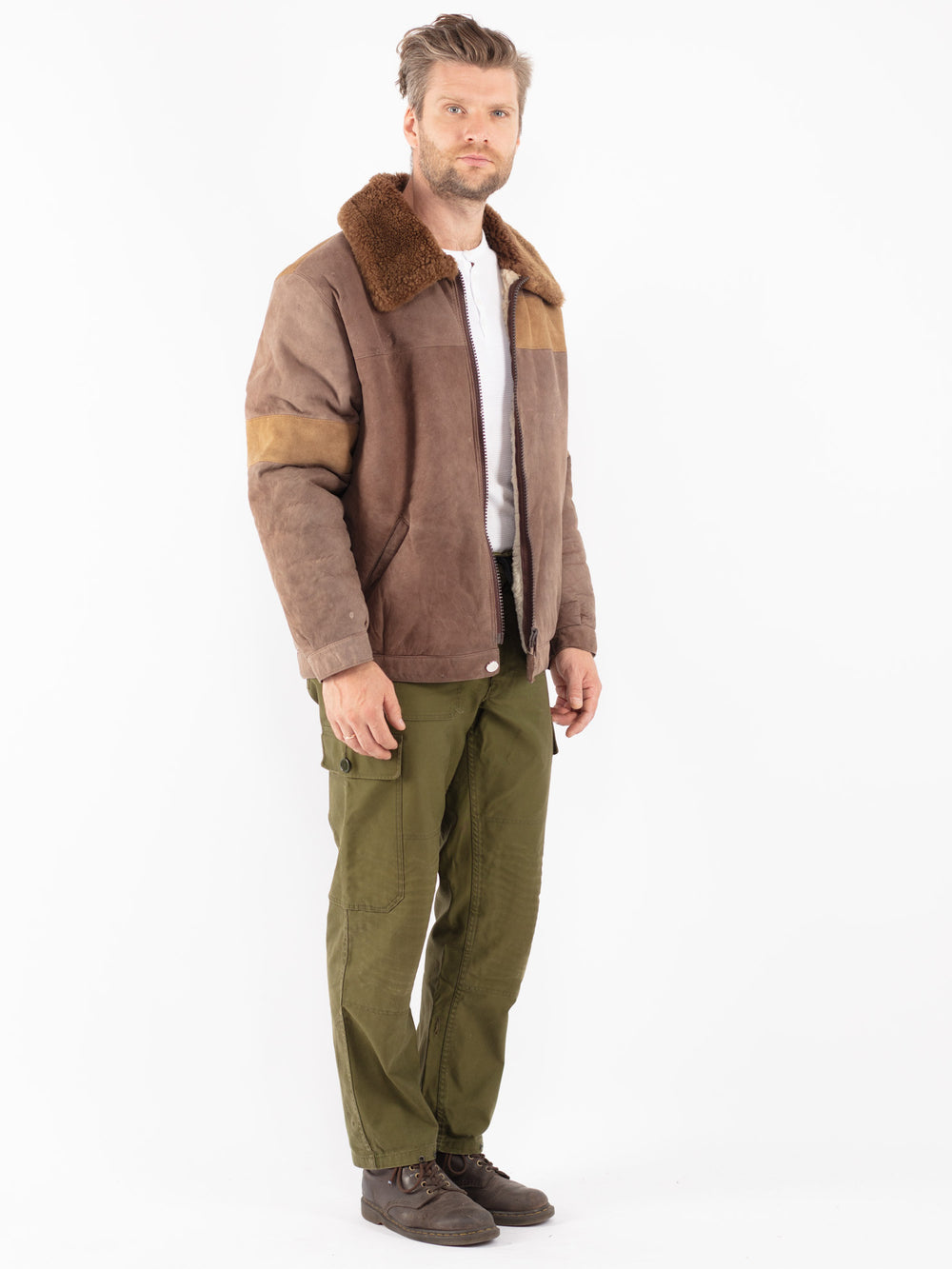 Vintage 70's Men Sheepskin Jacket in Brown