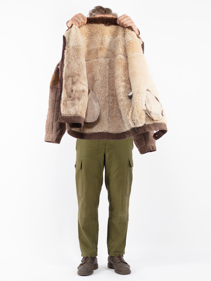Vintage 70's Men Sheepskin Jacket in Brown