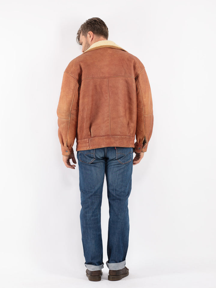 Vintage 70's Men Sheepskin Jacket in Brown