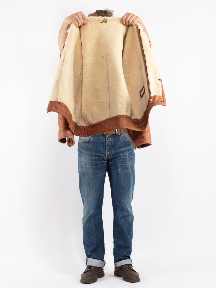 Vintage 70's Men Sheepskin Jacket in Brown