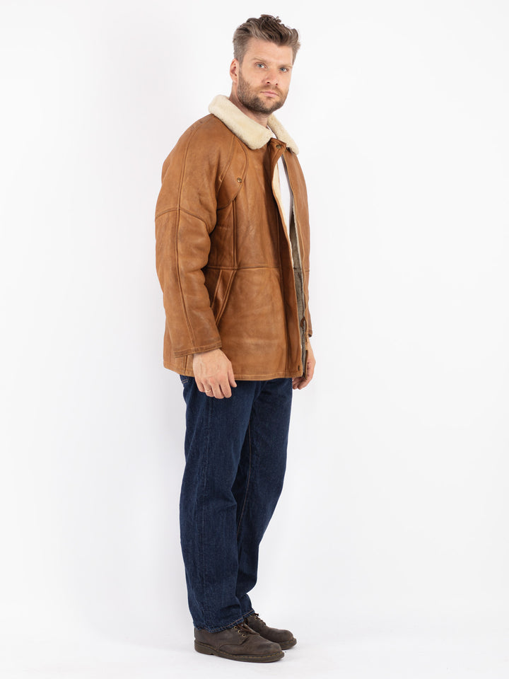 Vintage 70's Men Sheepskin Jacket in Brown
