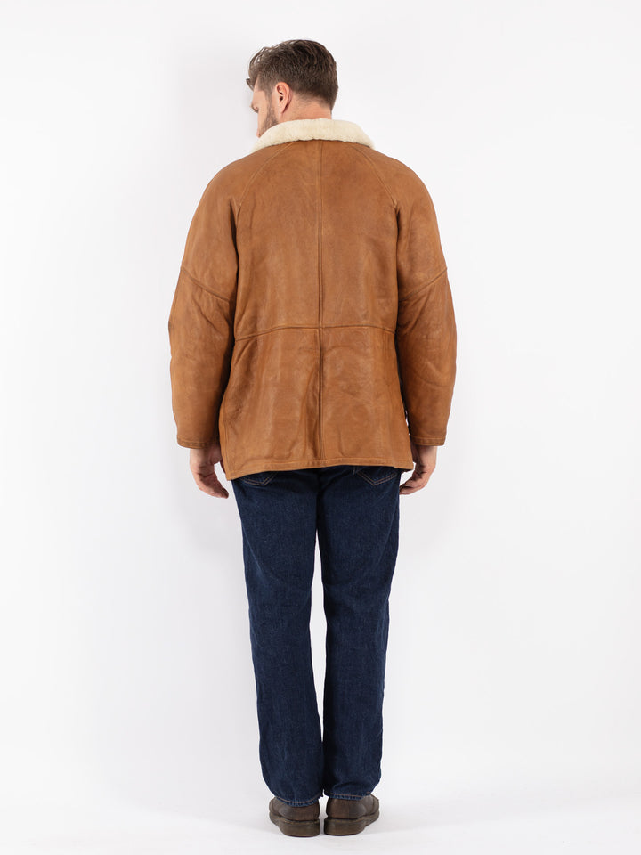 Vintage 70's Men Sheepskin Jacket in Brown