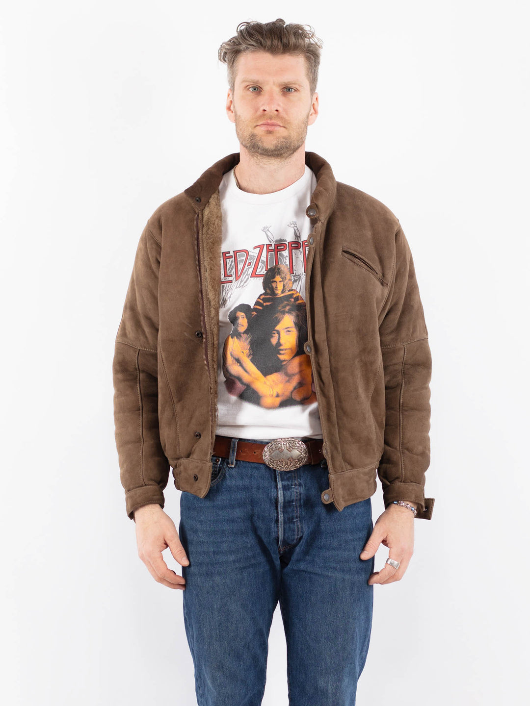 Vintage 70's Men Sheepskin Jacket in BrownZ1573
