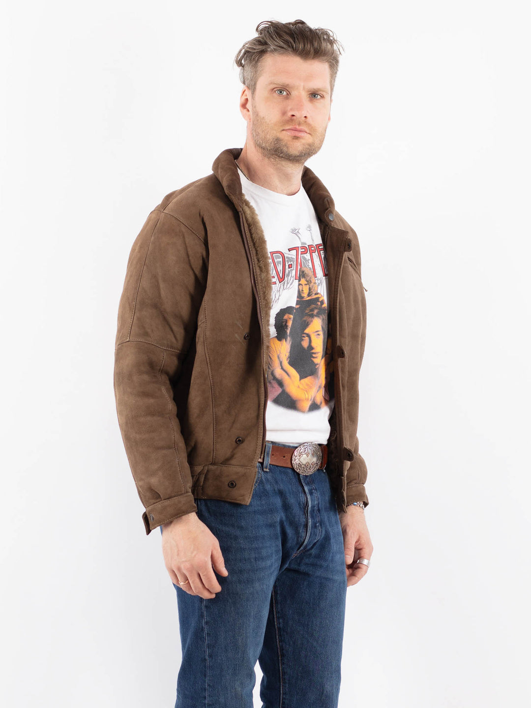 Vintage 70's Men Sheepskin Jacket in BrownZ1573
