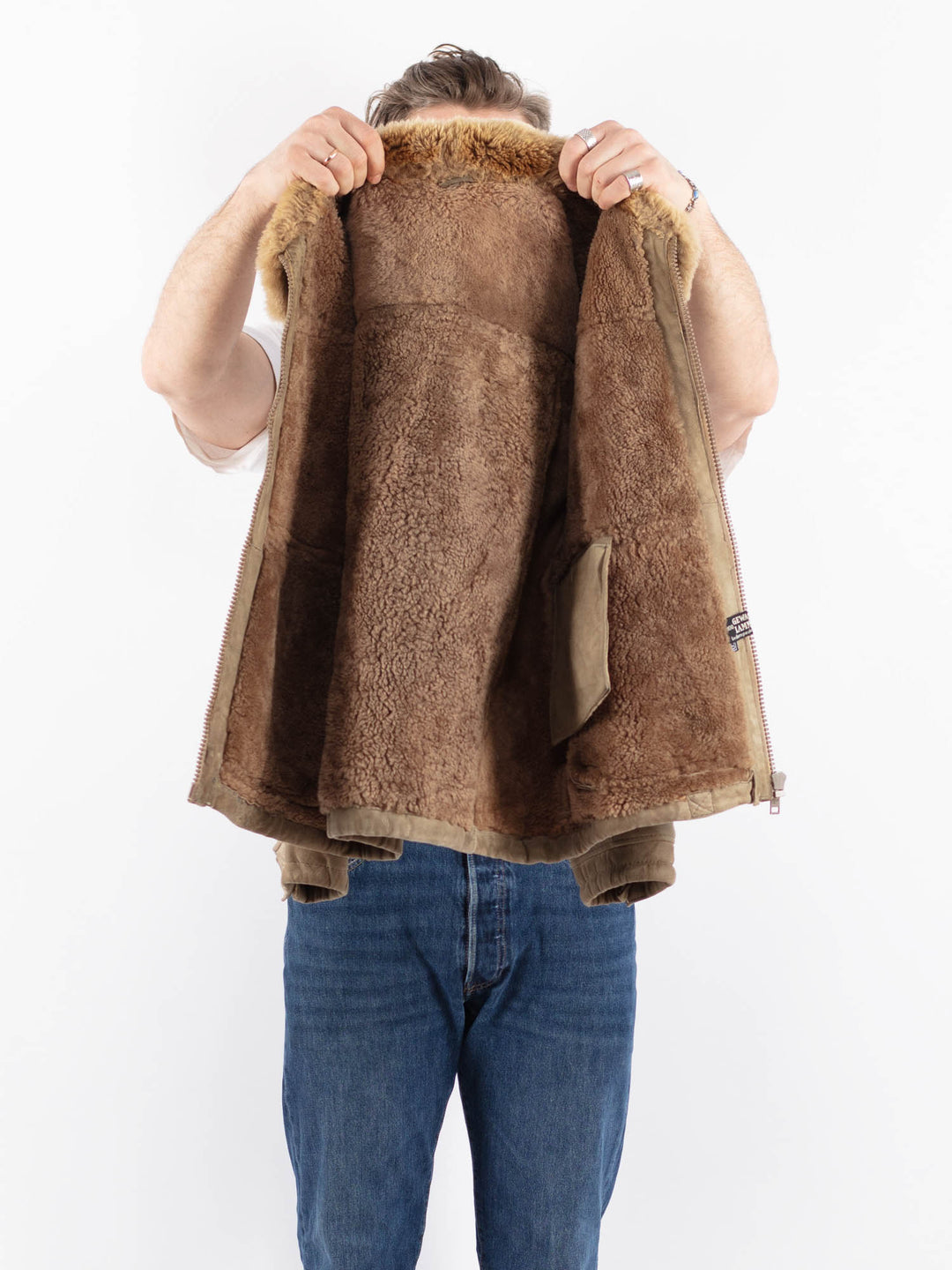 Vintage 70's Men Sheepskin Jacket in BeigeZ1575