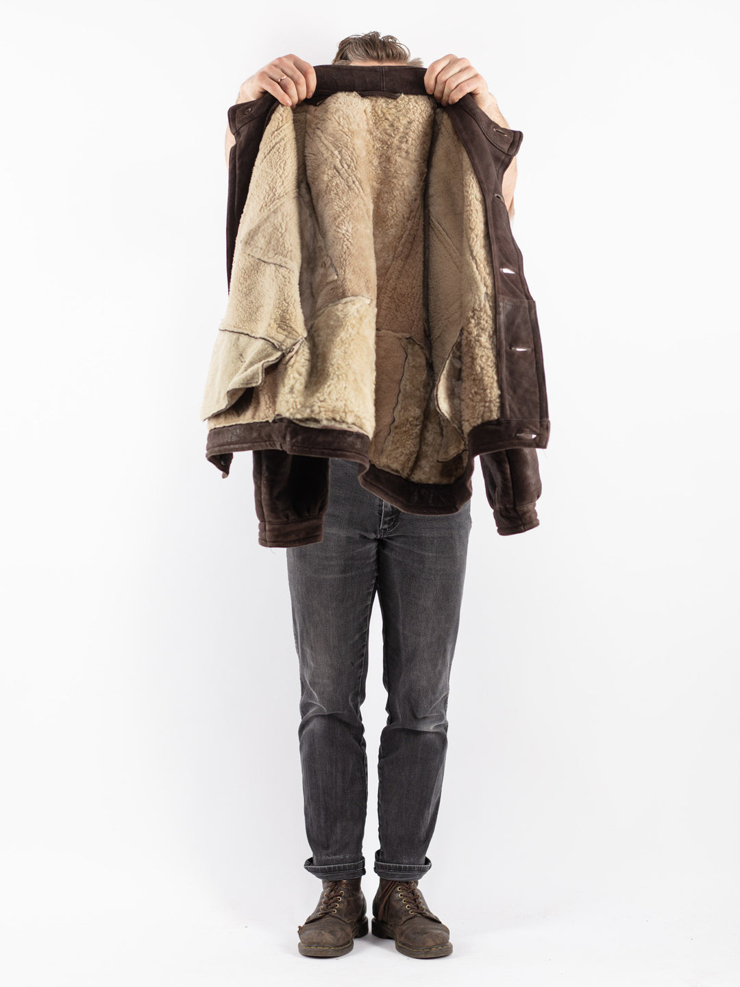 Vintage 70's Men Sheepskin Jacket in Brown
