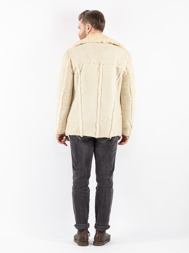 Vintage 70's Men Sheepskin Jacket in Beige