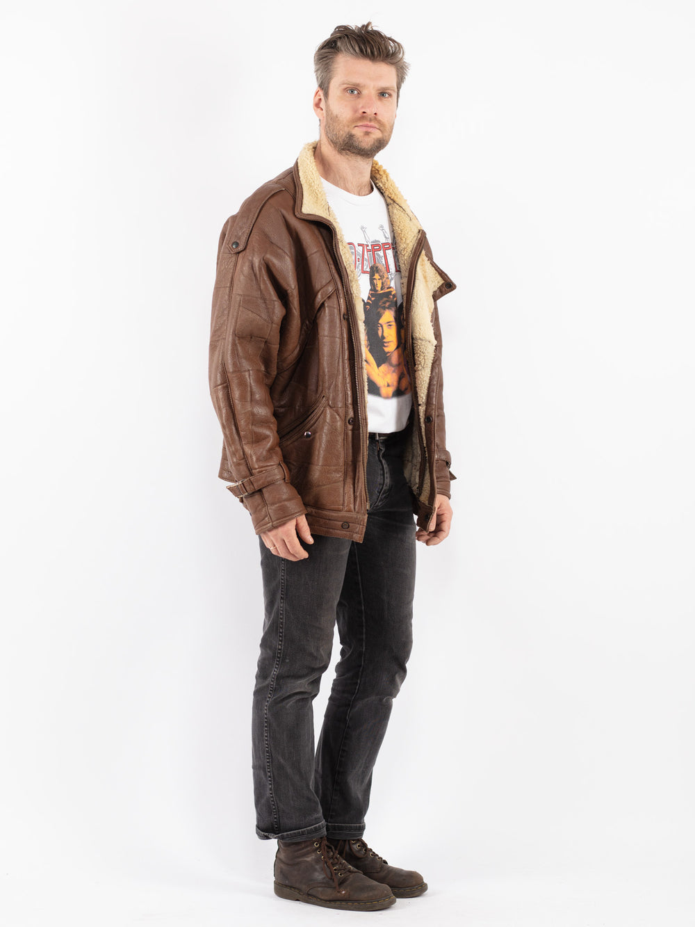 Vintage 70's Men Sheepskin Jacket in Brown