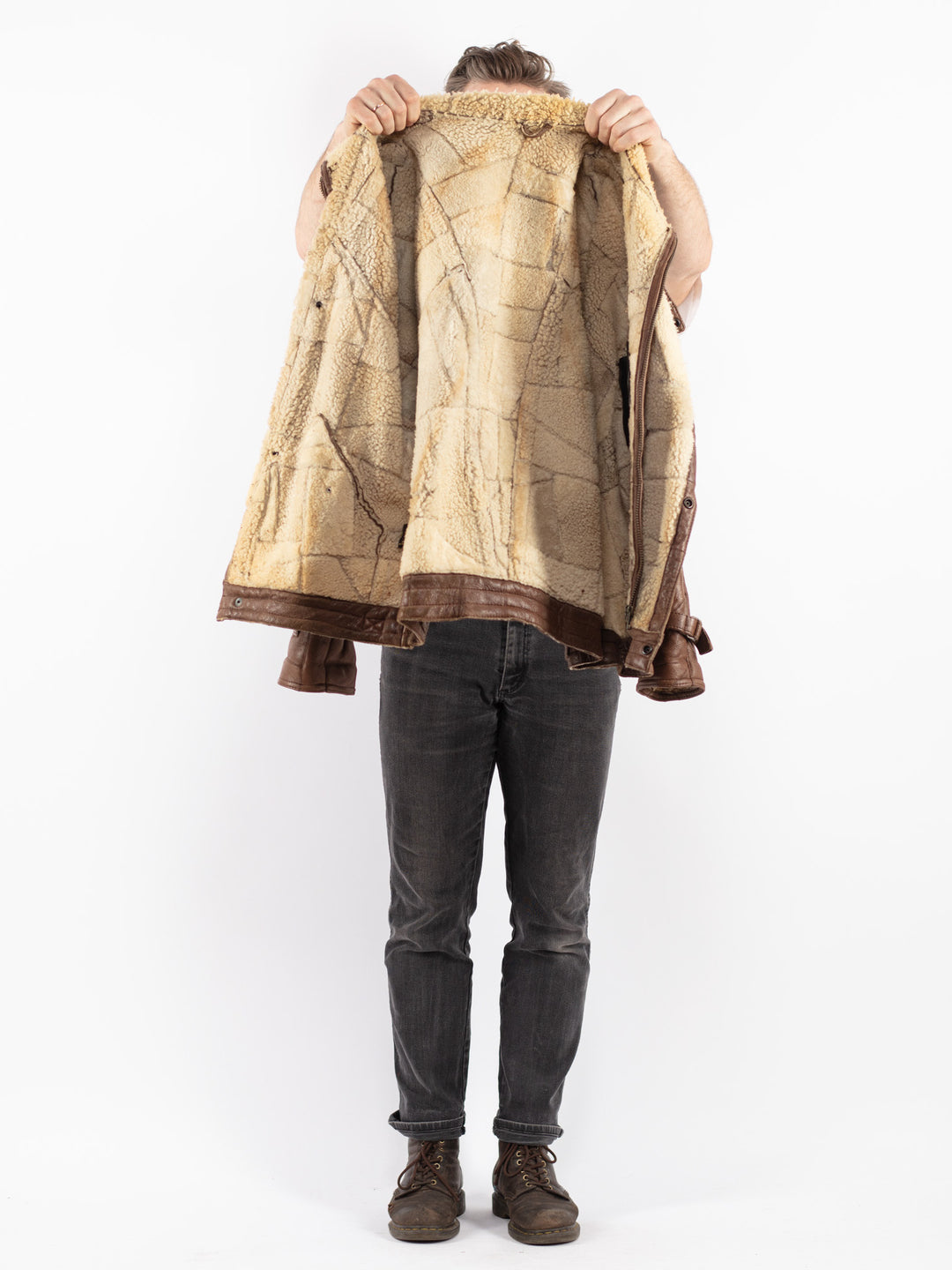 Vintage 70's Men Sheepskin Jacket in Brown