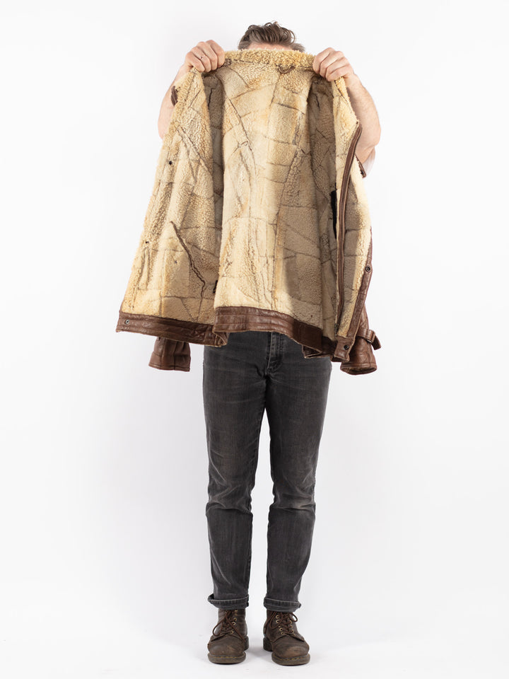 Vintage 70's Men Sheepskin Jacket in Brown