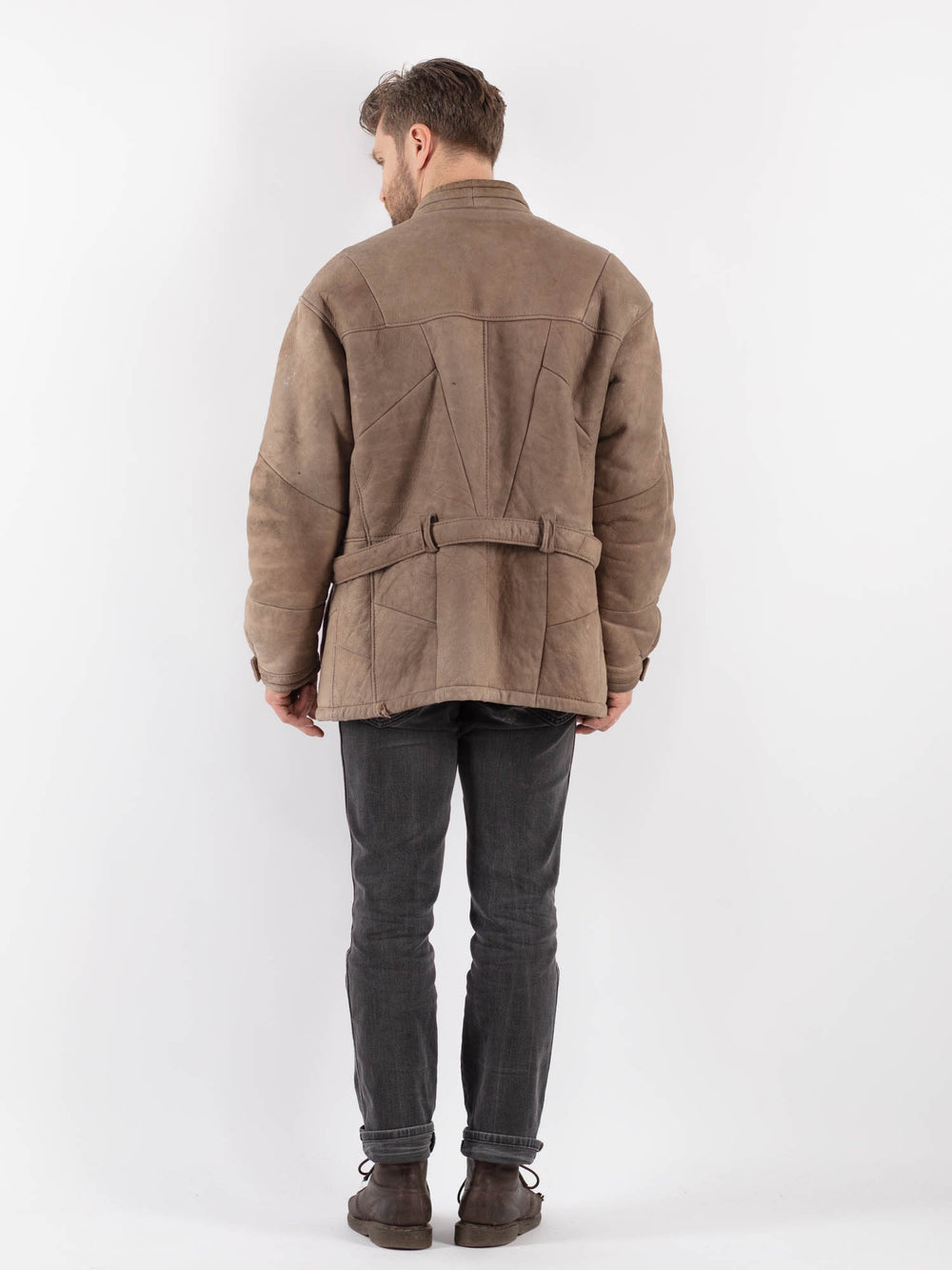Vintage 70's Men Sheepskin Jacket in Beige