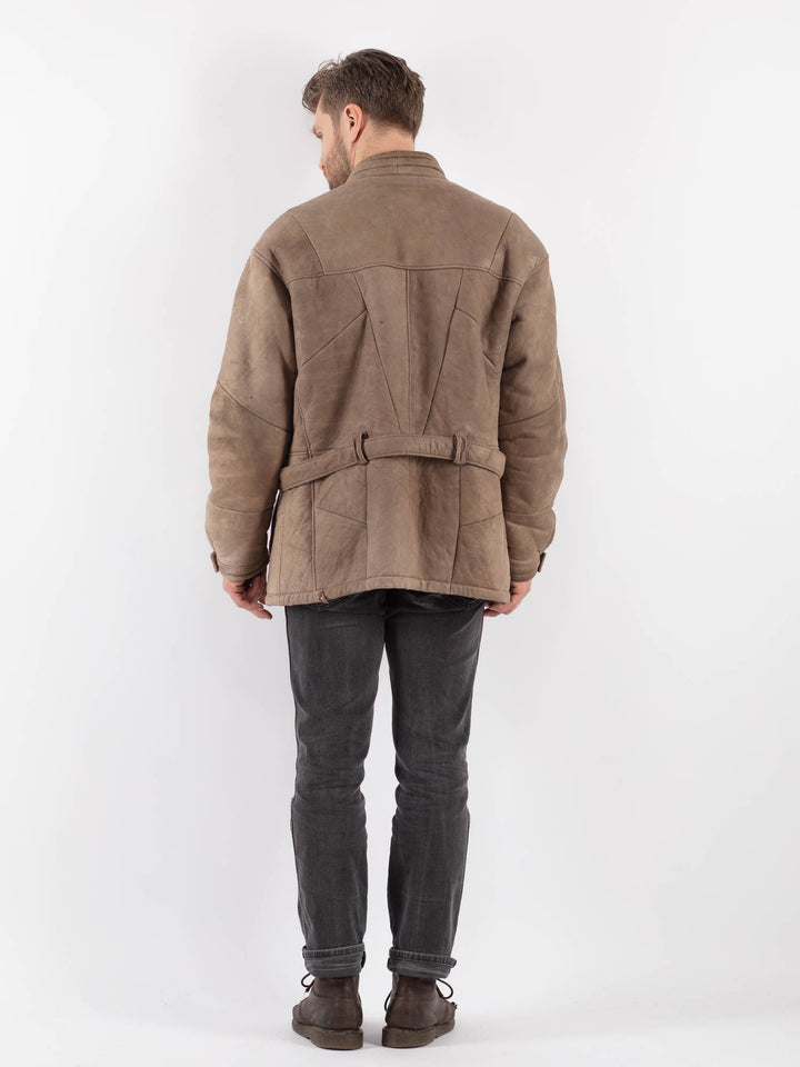 Vintage 70's Men Sheepskin Jacket in Beige