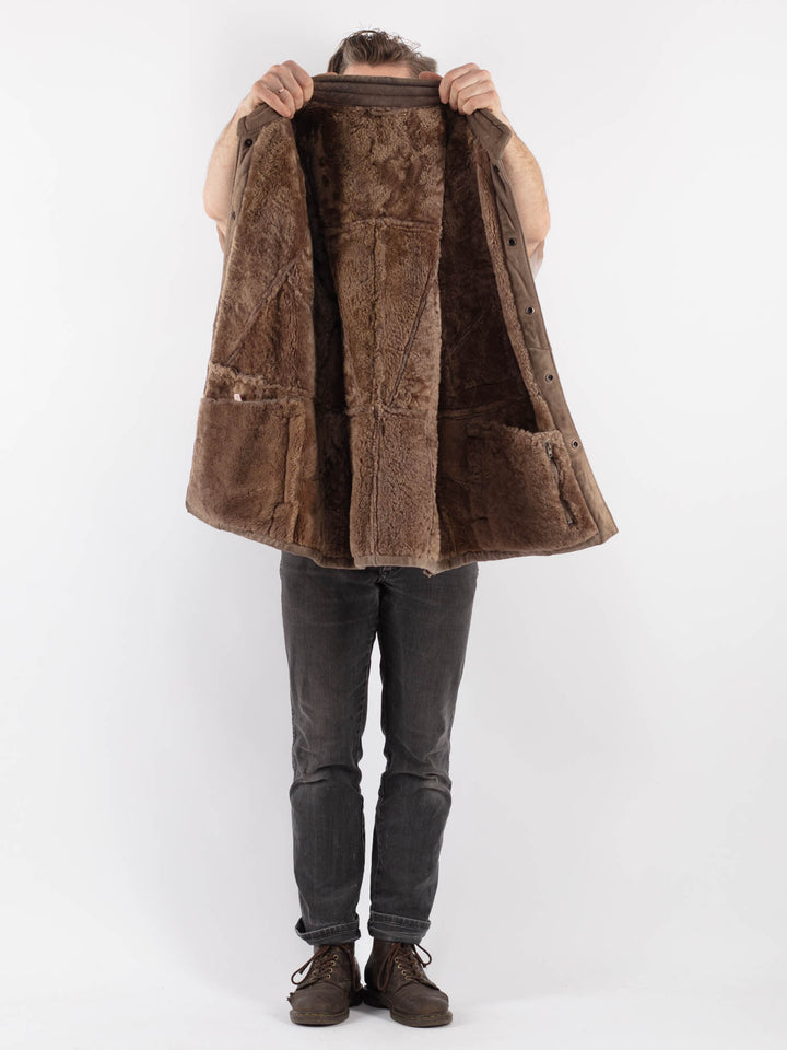 Vintage 70's Men Sheepskin Jacket in Beige