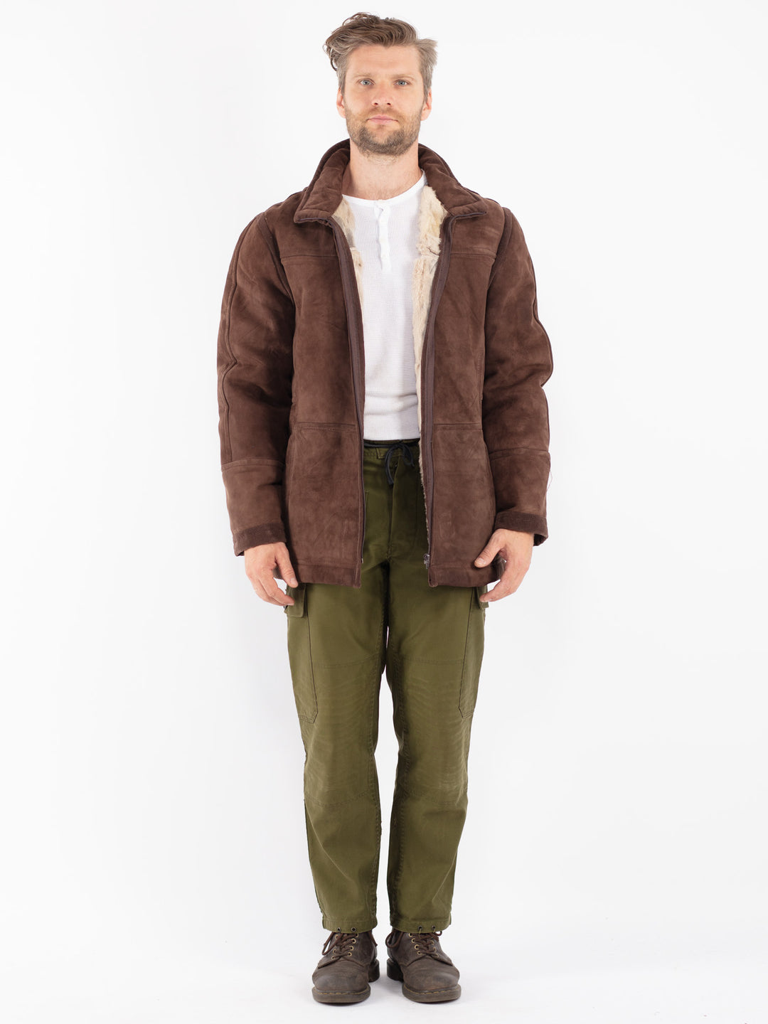 Vintage 70's Men Sheepskin Jacket in Brown