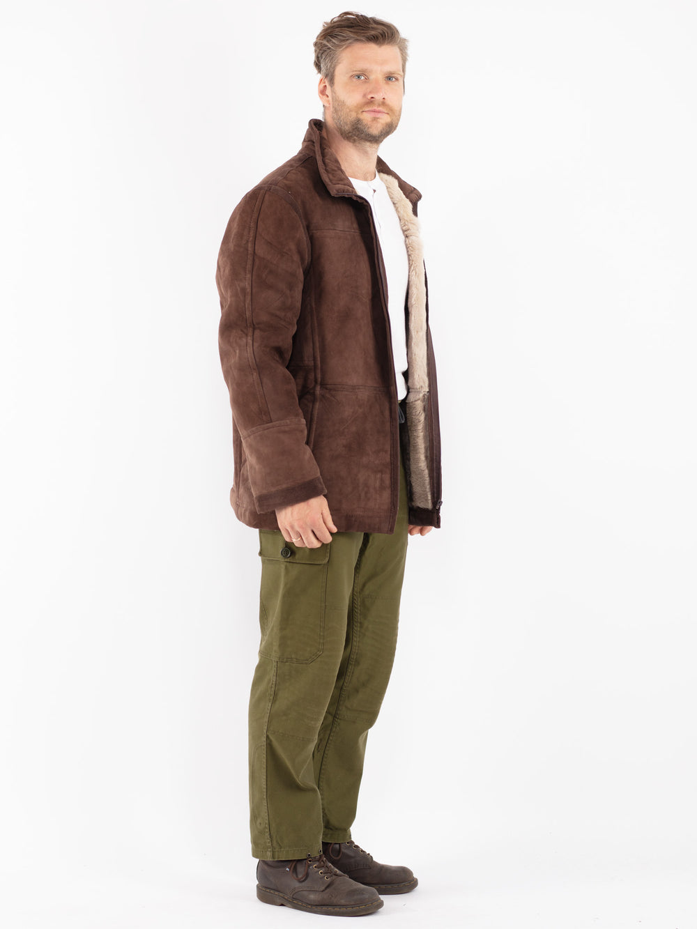 Vintage 70's Men Sheepskin Jacket in Brown