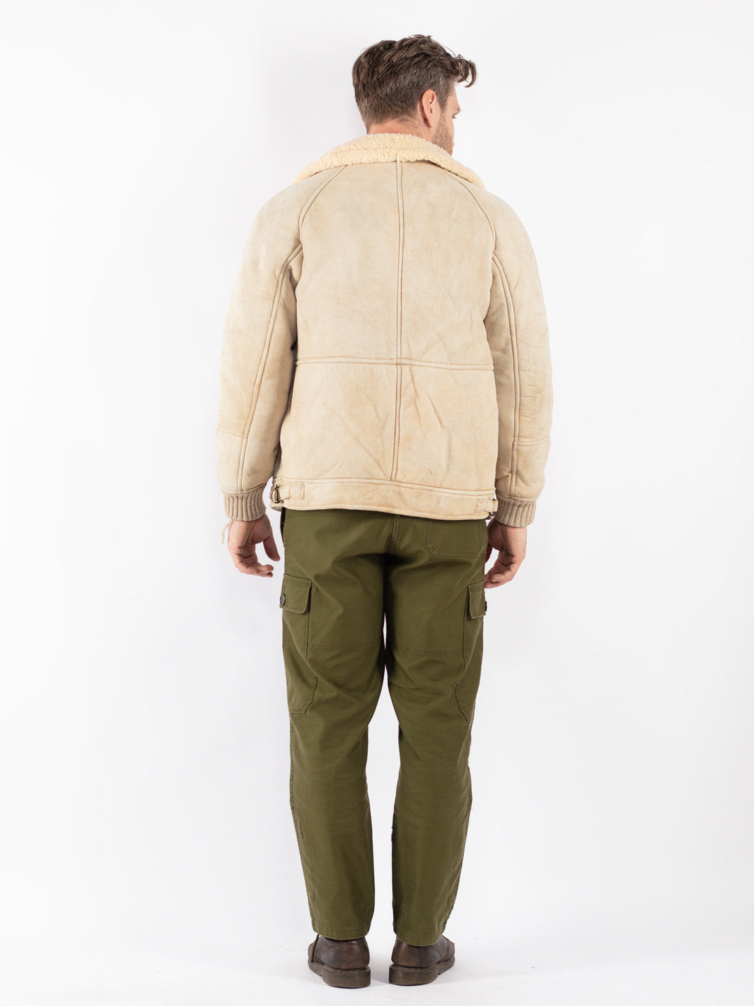 Vintage 70's Men Sheepskin Jacket in Beige