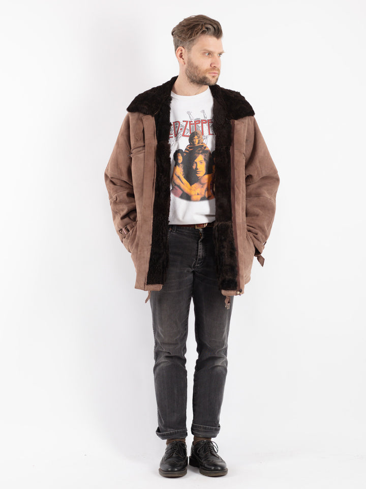 Vintage 70's Men Sheepskin Jacket in Beige