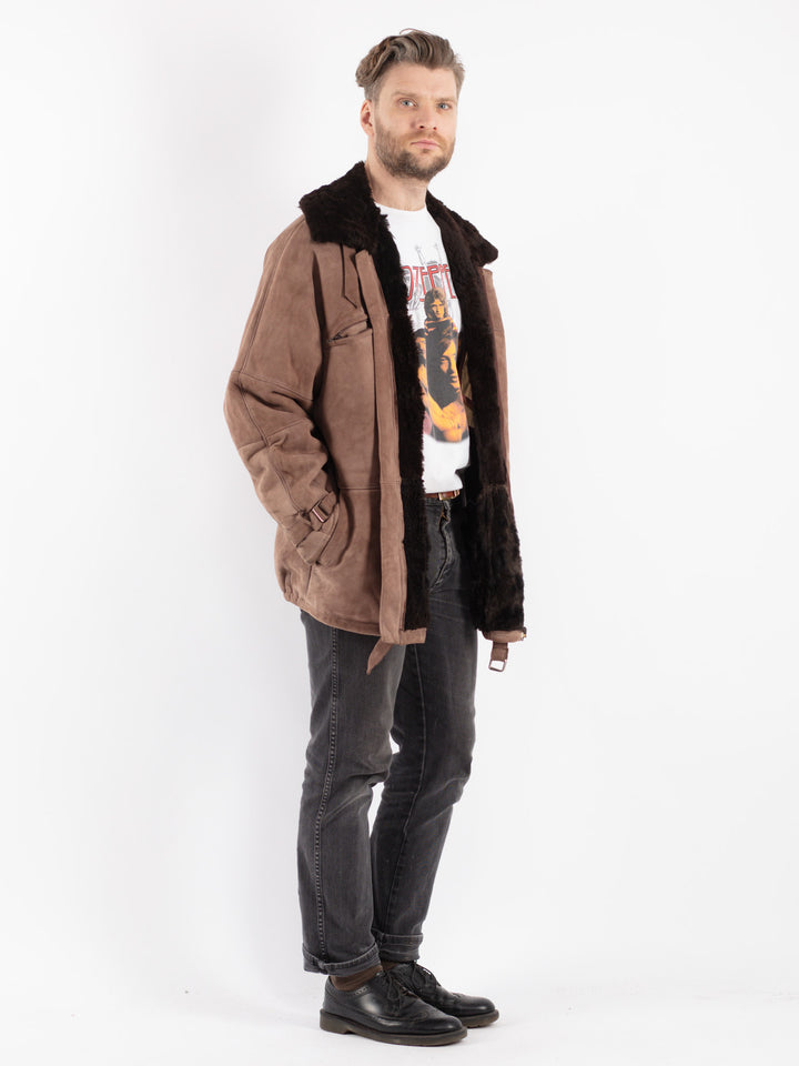 Vintage 70's Men Sheepskin Jacket in Beige
