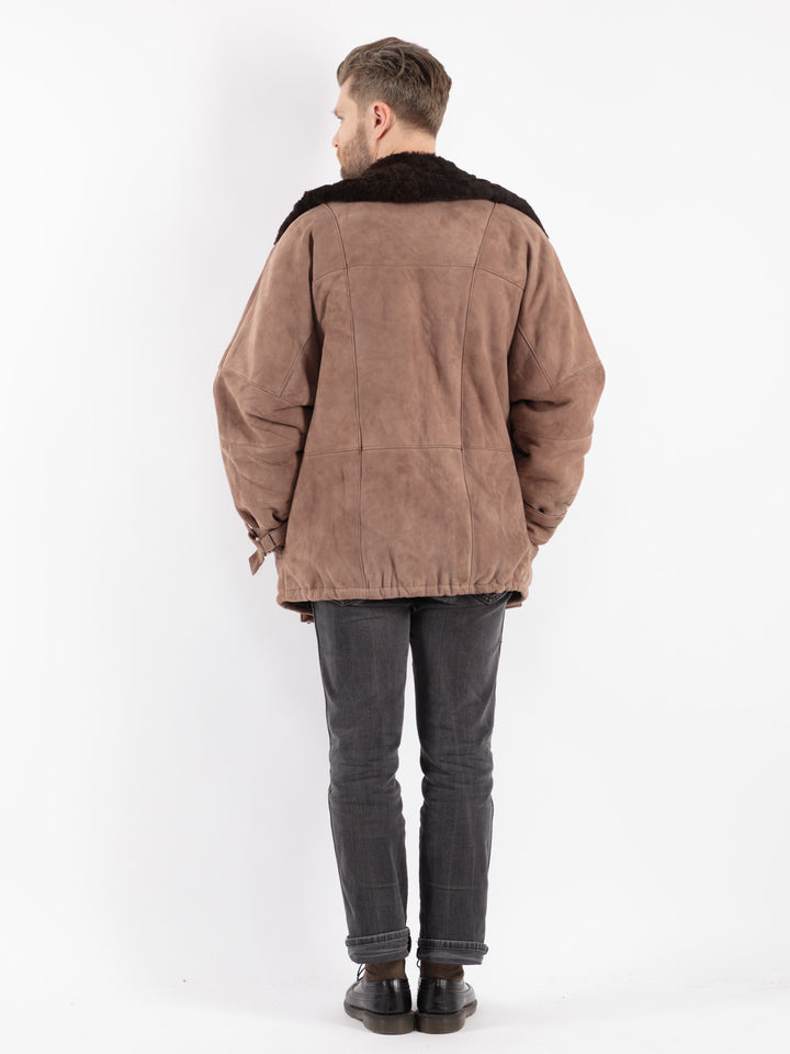 Vintage 70's Men Sheepskin Jacket in Beige
