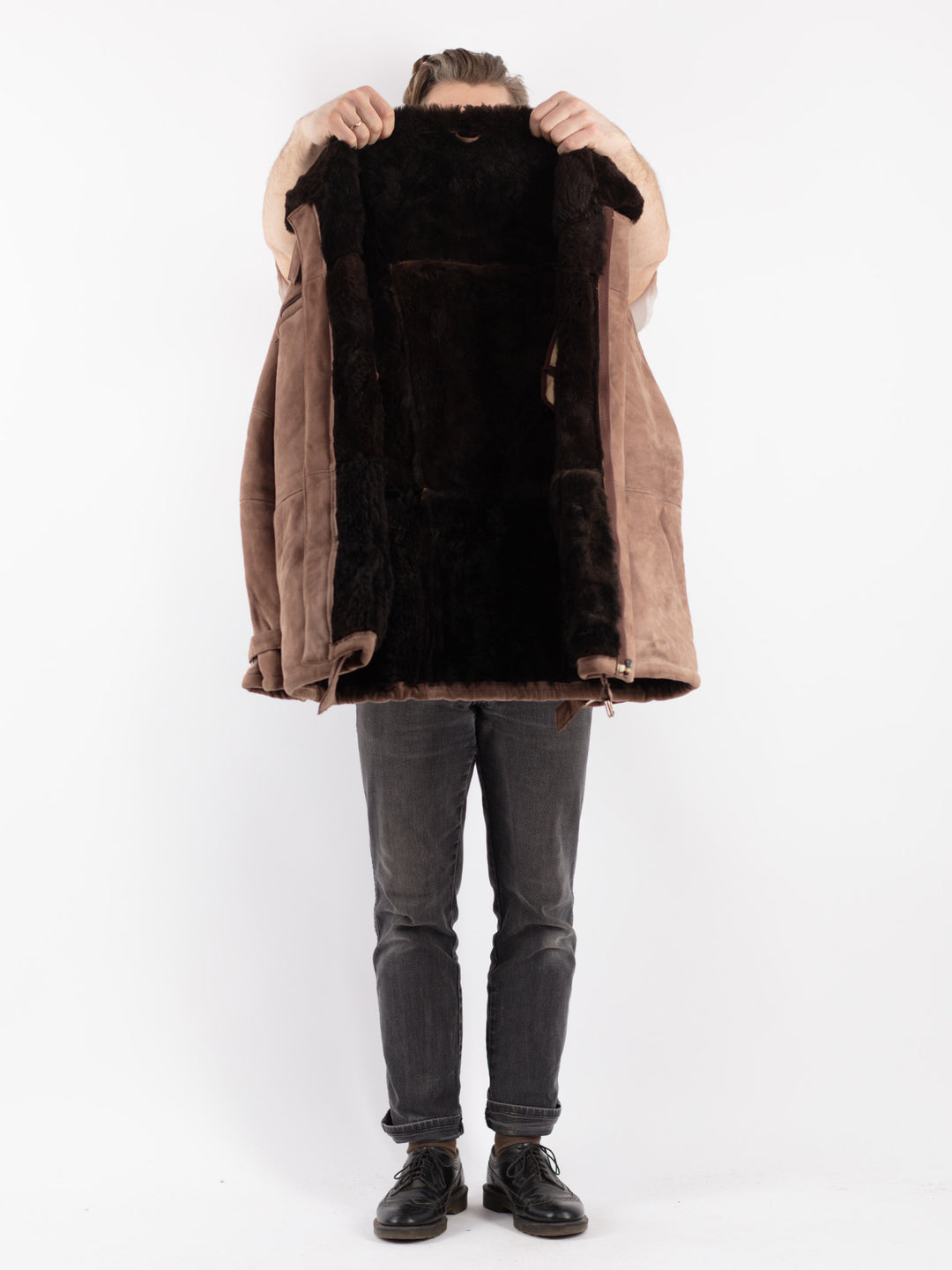 Vintage 70's Men Sheepskin Jacket in Beige