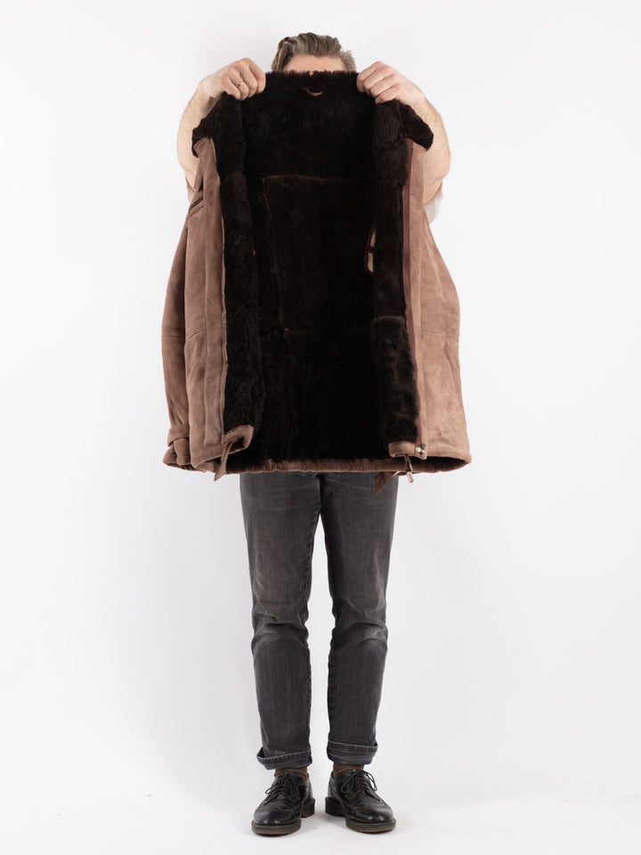 Vintage 70's Men Sheepskin Jacket in Beige