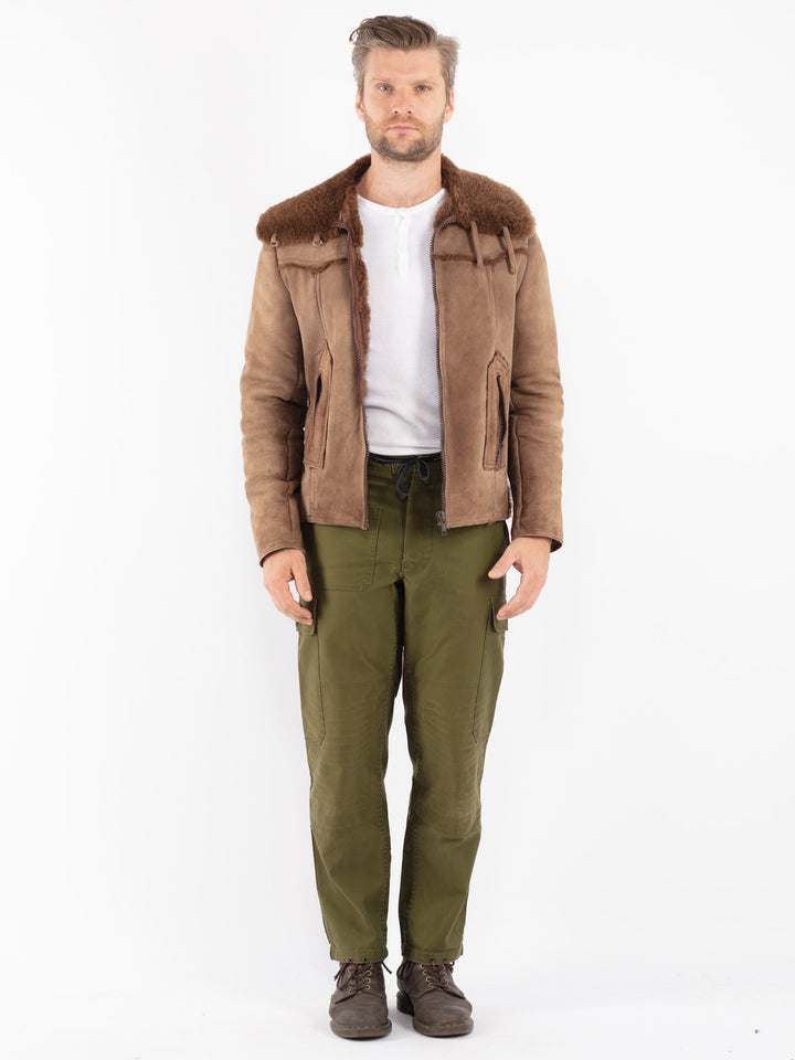 Vintage 70's Men Sheepskin Jacket in Brown