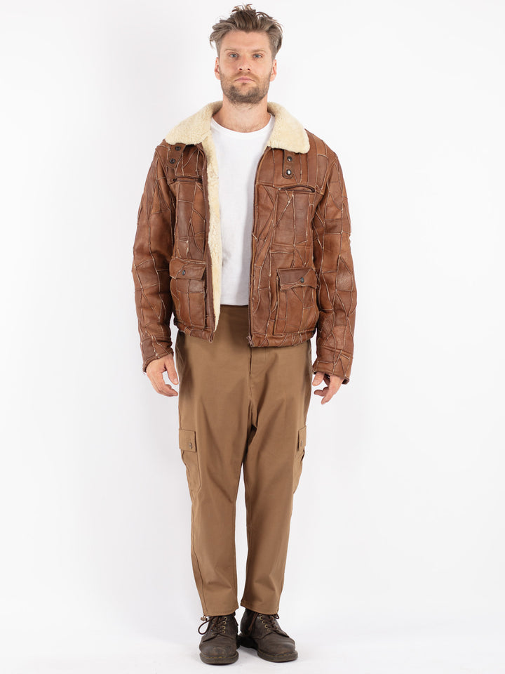 Vintage 70's Men Sheepskin Jacket in Brown