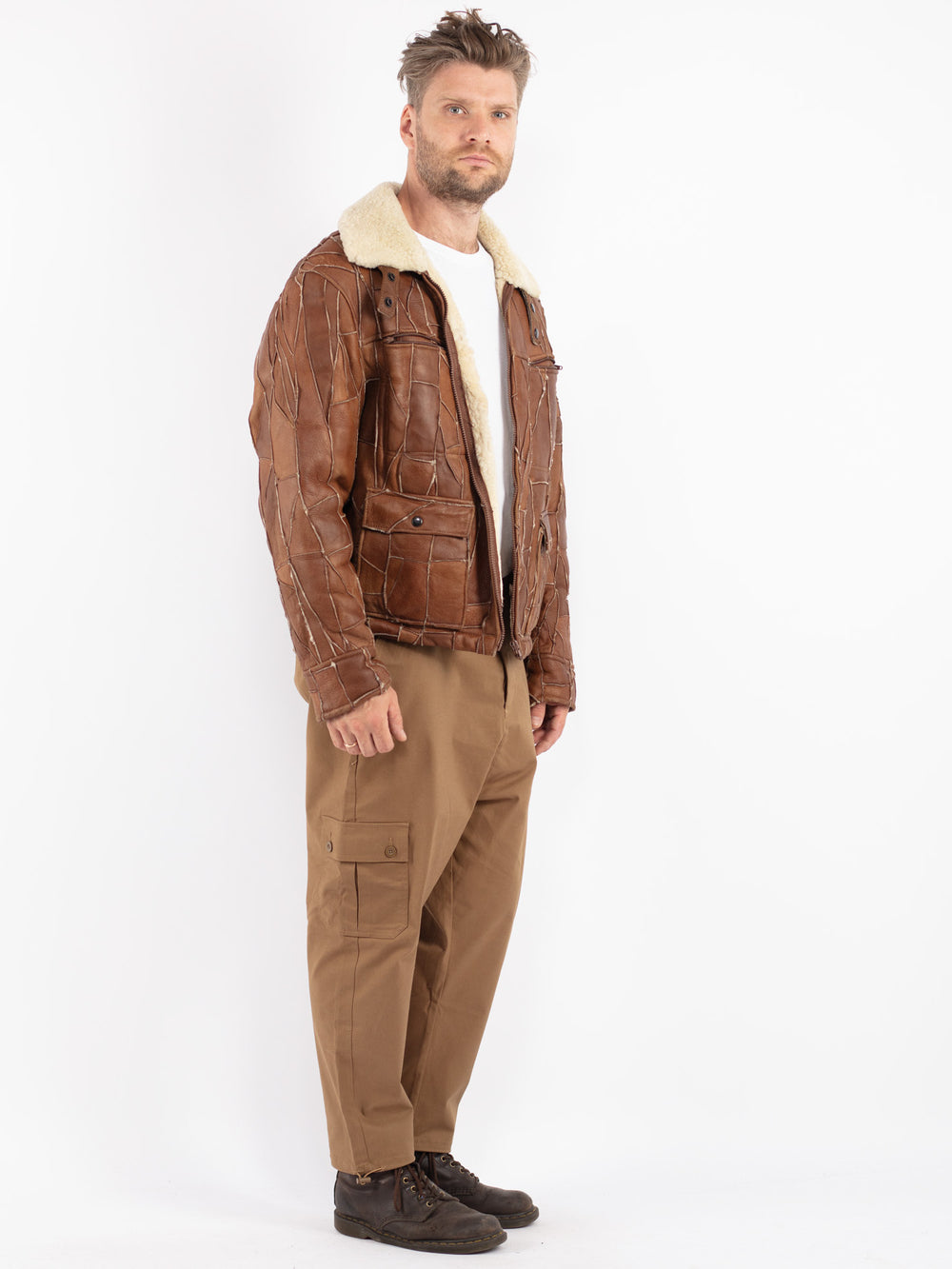 Vintage 70's Men Sheepskin Jacket in Brown