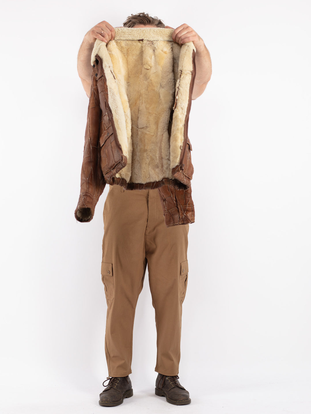 Vintage 70's Men Sheepskin Jacket in Brown