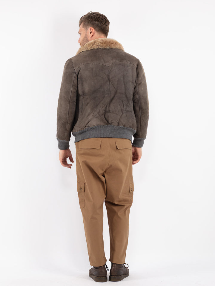 Vintage Men Sheepskin Jacket in Brown