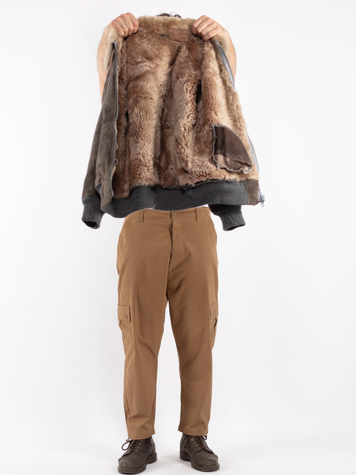 Vintage Men Sheepskin Jacket in Brown