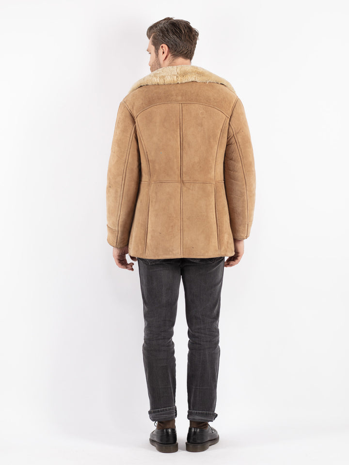 Vintage 70's Men Sheepskin Jacket in Beige