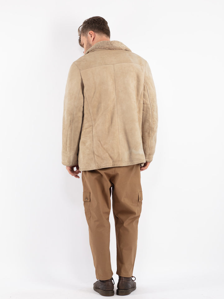 Vintage 70's Men Sheepskin Jacket in Beige
