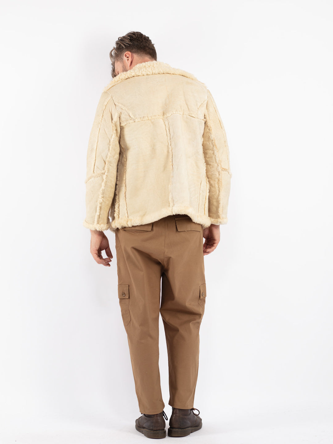 Vintage 70's Men Sheepskin Jacket in Beige