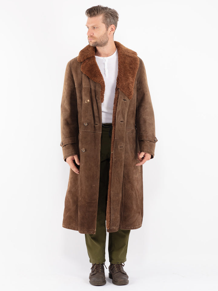Vintage 70's Men Sheepskin Coat in Brown
