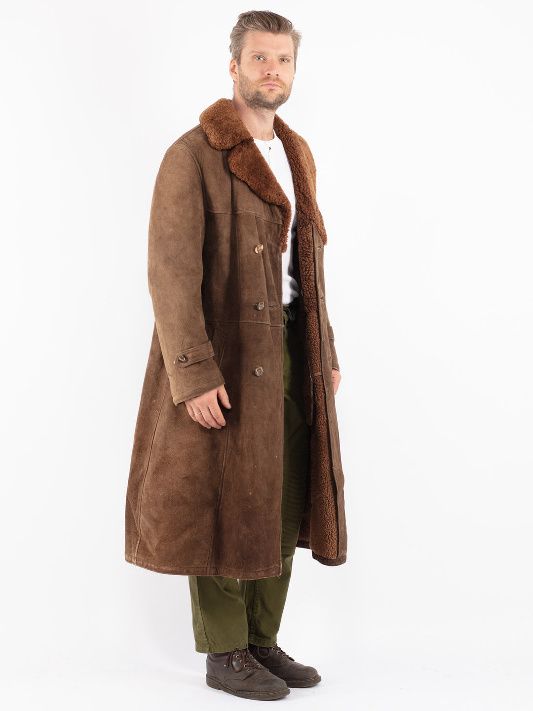 Vintage 70's Men Sheepskin Coat in Brown