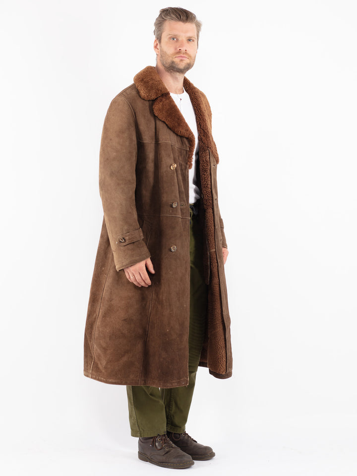 Vintage 70's Men Sheepskin Coat in Brown