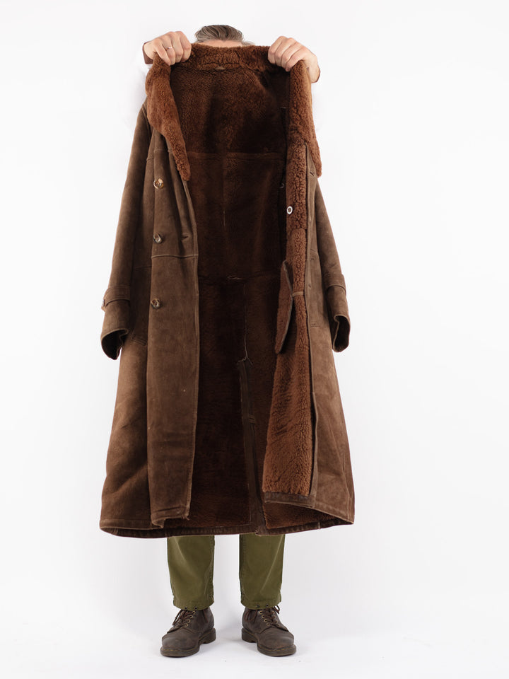 Vintage 70's Men Sheepskin Coat in Brown