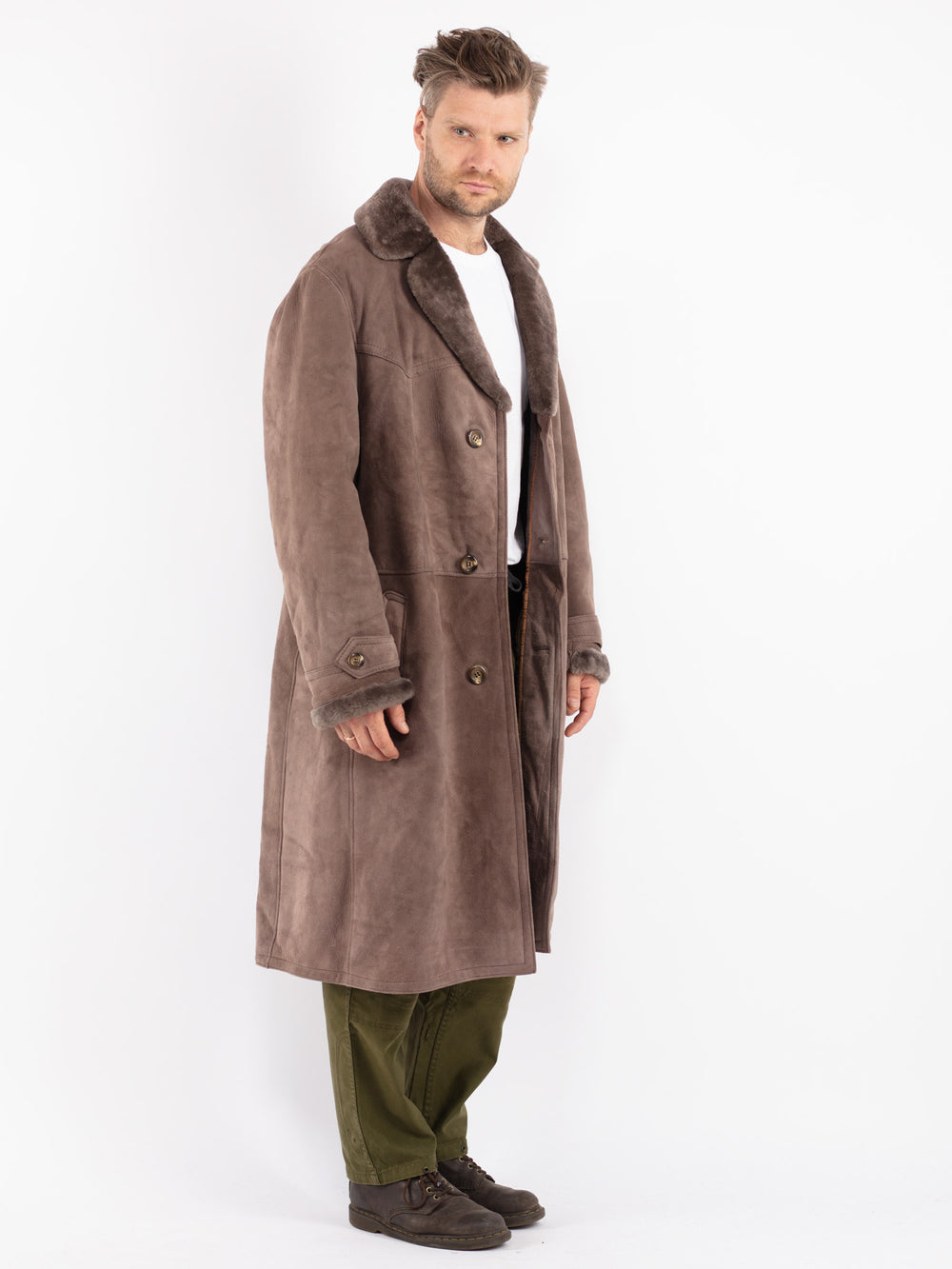 Vintage 70's Men Sheepskin Coat in Brown
