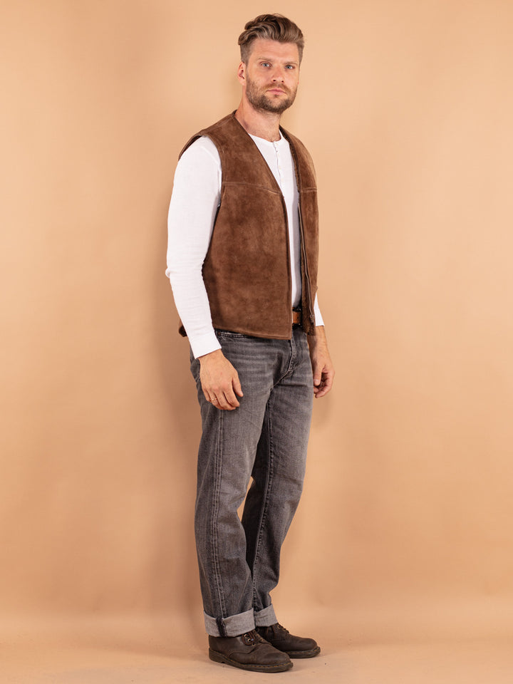 Vintage 70's Men Sheepskin Vest in Brown