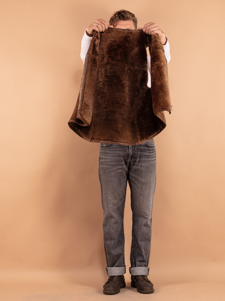 Vintage 70's Men Sheepskin Vest in Brown