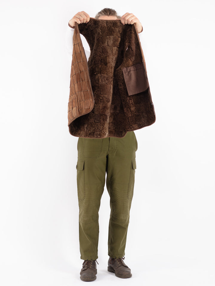 Vintage 70's Men Sheepskin Vest in Brown