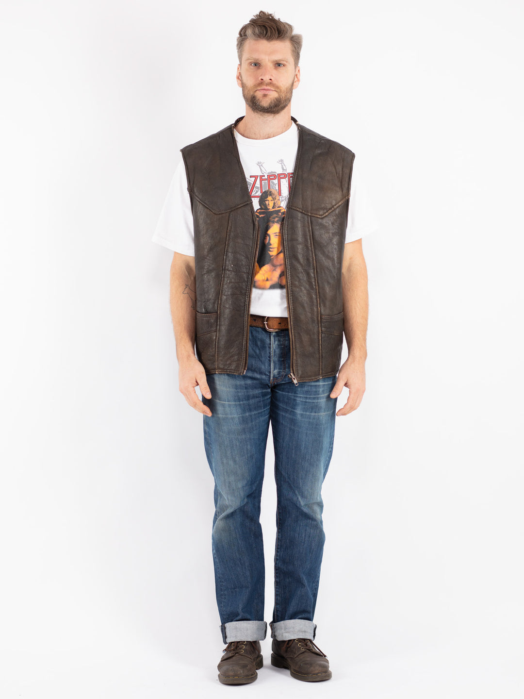 Vintage 70's Men Sheepskin Vest in Brown