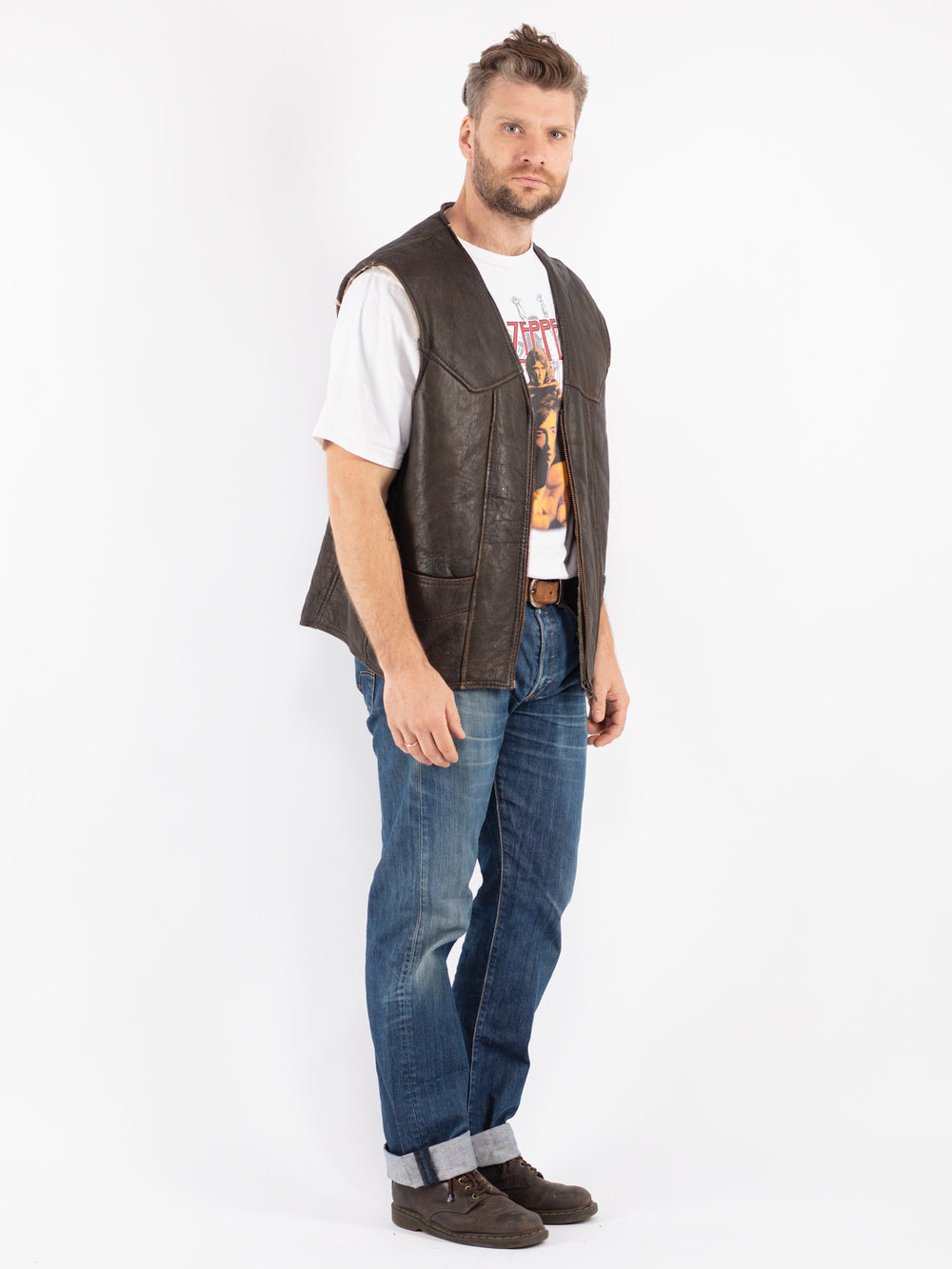 Vintage 70's Men Sheepskin Vest in Brown