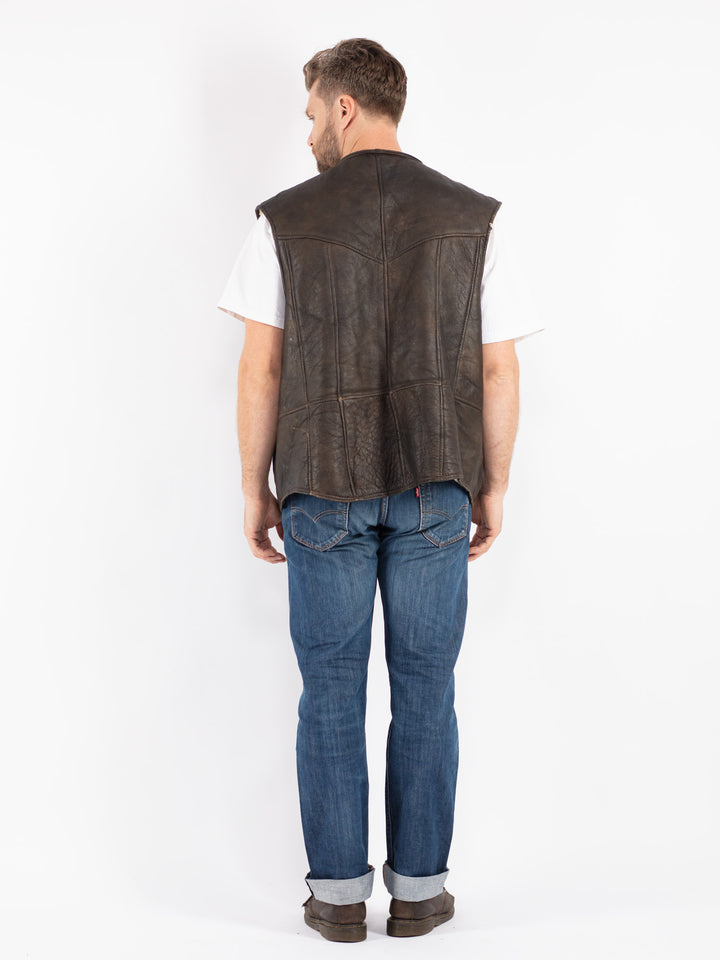 Vintage 70's Men Sheepskin Vest in Brown