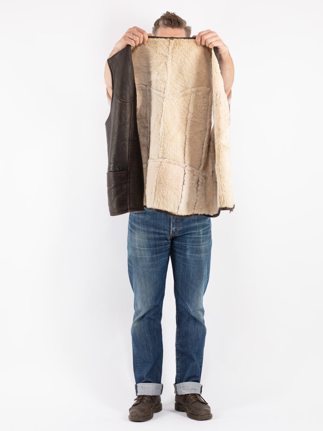 Vintage 70's Men Sheepskin Vest in Brown