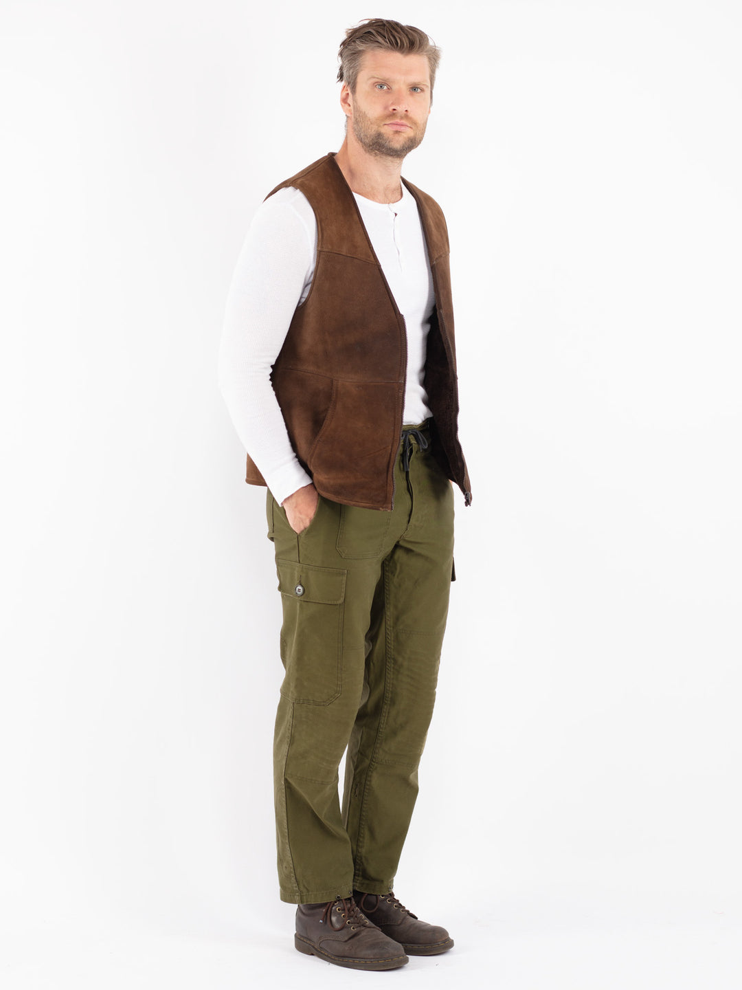 Vintage 70's Men Sheepskin Vest in Brown