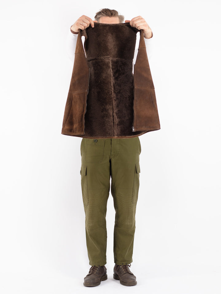 Vintage 70's Men Sheepskin Vest in Brown